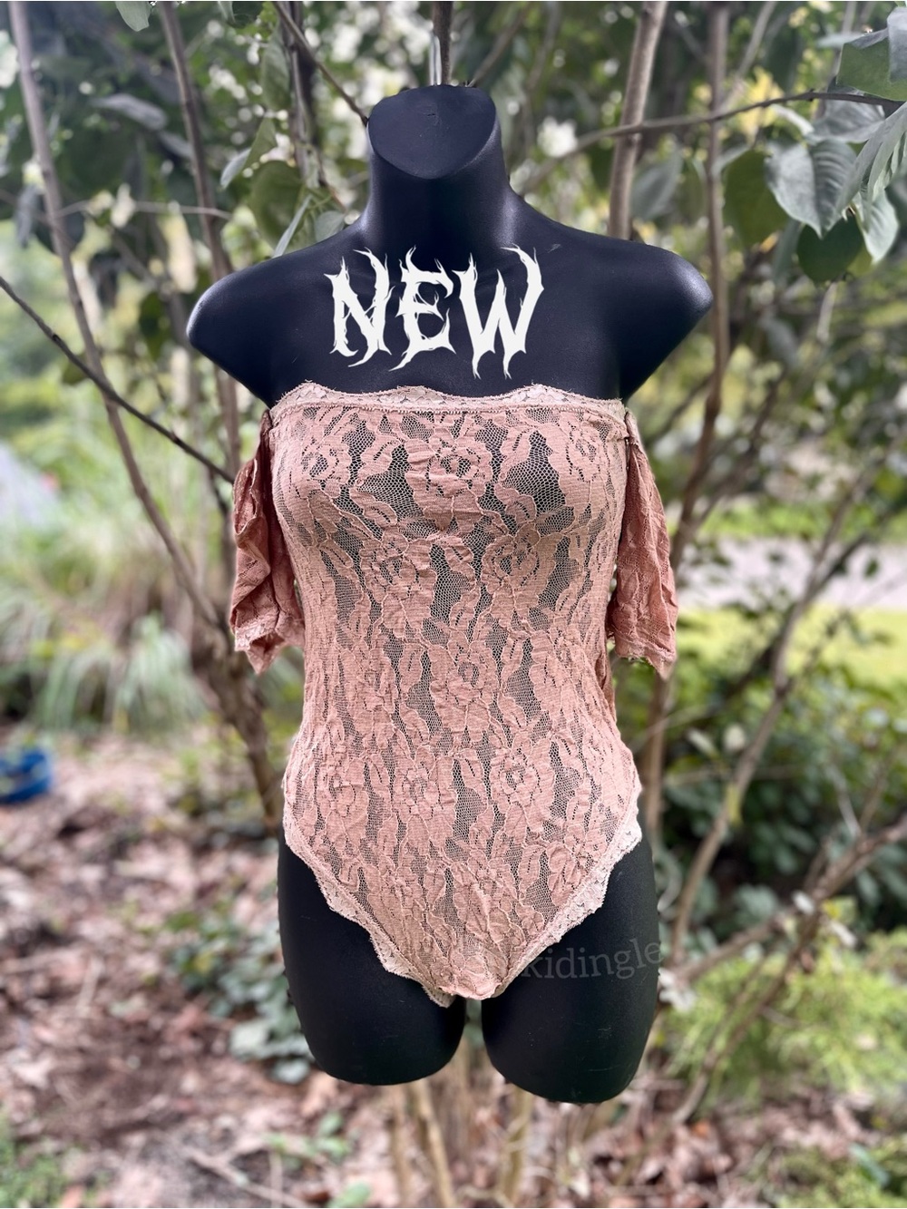 Dolls Kill Leg Avenue Crotchless Lingerie Bodysuit Scalloped Off Shoulder S - M
